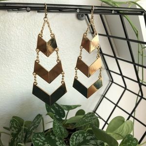 BCBG Gold Chevron Drop Earrings
